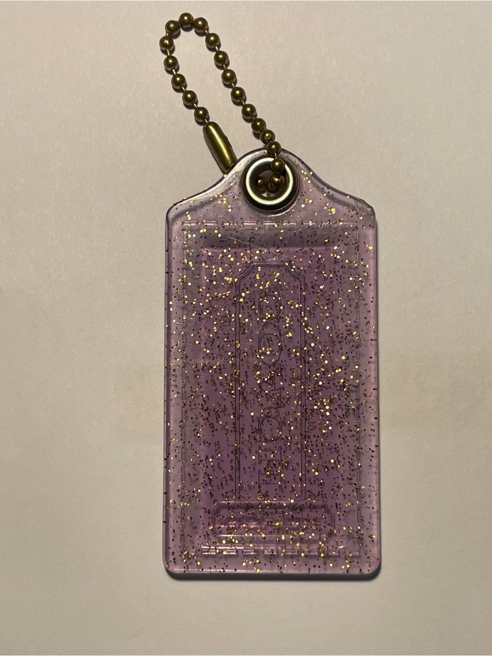 Coach Poppy Lavender with Gold Glitter Hang Tag with Gold Chain - Picture 2 of 3